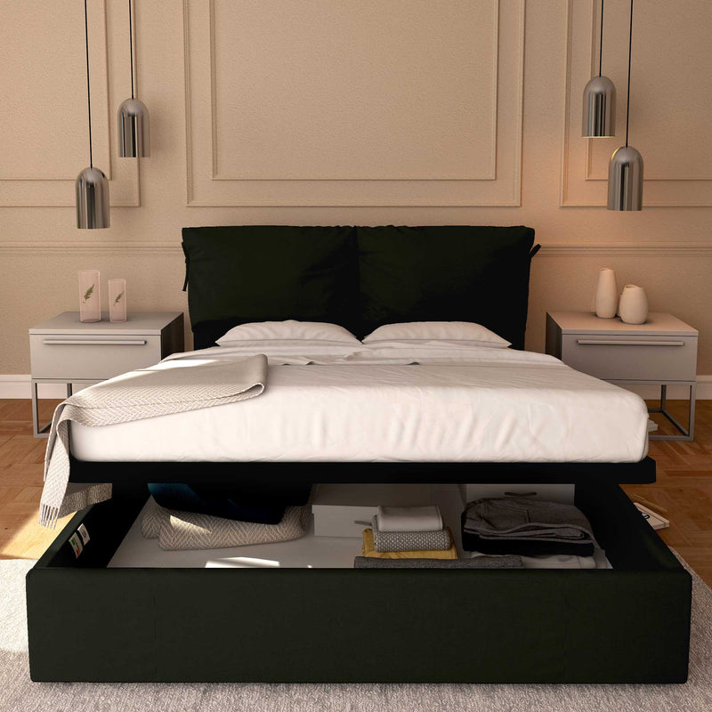 Baldiflex letto contenitore king size in ecopelle sfoderabile Licia Soft nero