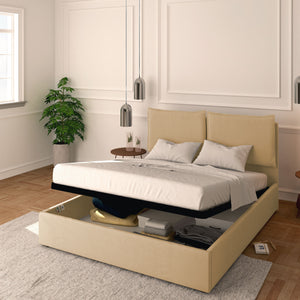 King size / queen size storage bed in Licia eco-leather with removable cover