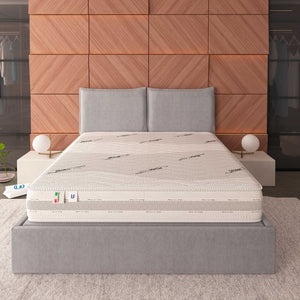 baldiflex materasso extra-rigido king kong con fodera silver care visto di fronte, foto ambientata su letto imbottito