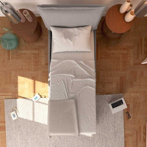 Letto contenitore singolo in tessuto ignifugo sfoderabile Monet