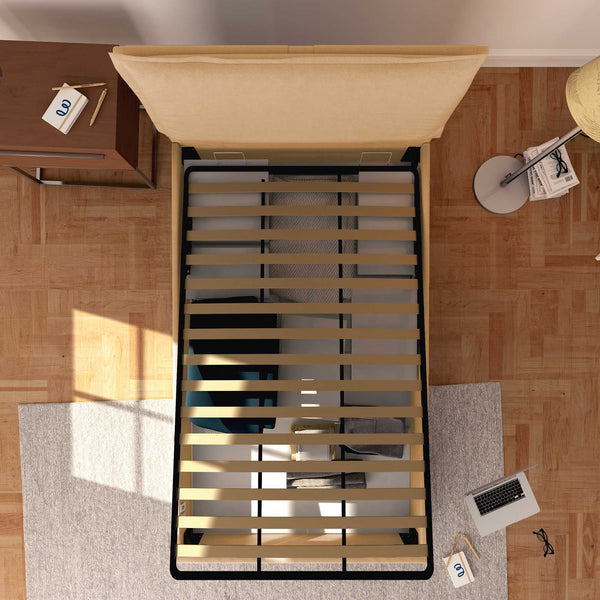 Lit coffre une place et demie en simili cuir déhoussable Monet