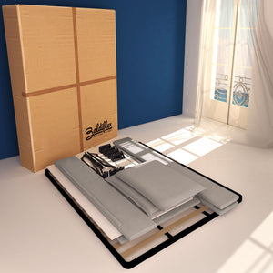 Double storage bed in removable fireproof fabric Monet