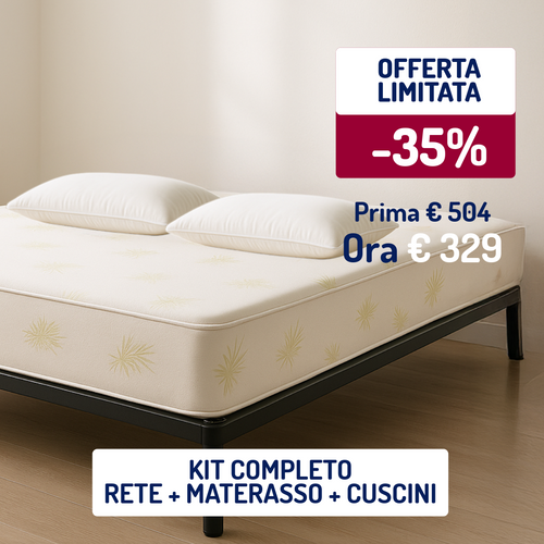 Kit Letto Completo – Materasso + Rete + Cuscini - Baldiflex