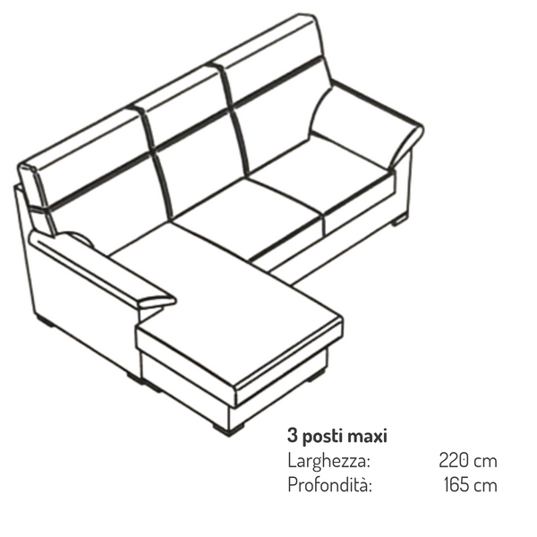 Canapé d'angle 3 places maxi avec méridienne Jon