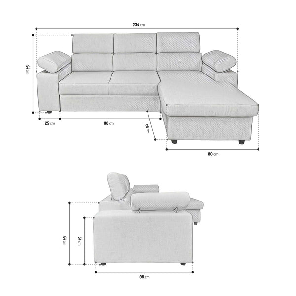 Divano letto angolare con penisola Angel