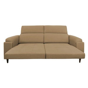 Divano allungabile frontale aperto tessuto cammello Derry Baldiflex