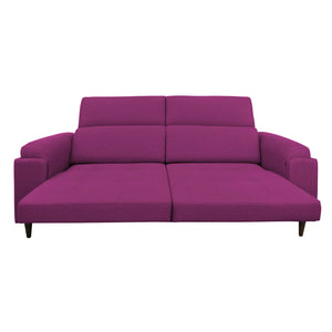 Divano allungabile frontale aperto tessuto fucsia Derry Baldiflex