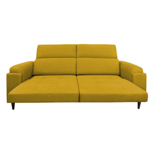 Divano allungabile frontale aperto tessuto senape Derry Baldiflex