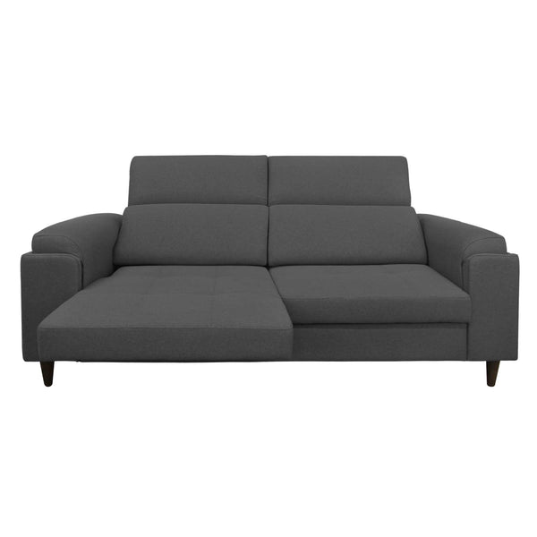 Divano allungabile frontale metà aperto tessuto grigio antracite Derry Baldiflex