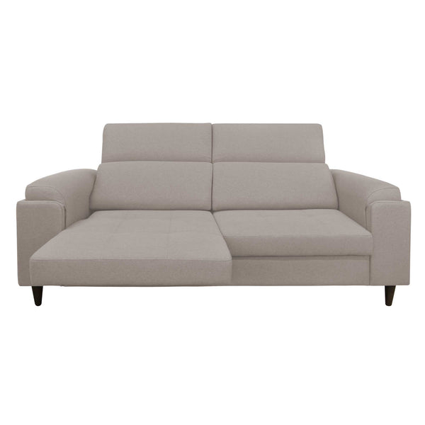 Divano allungabile frontale metà aperto tessuto grigio chiaro Derry Baldiflex