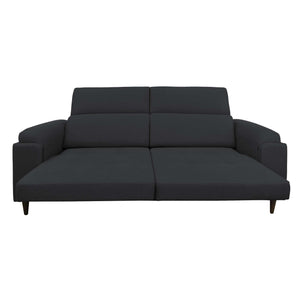 Divano allungabile frontale aperto tessuto grigio grafite Derry Baldiflex