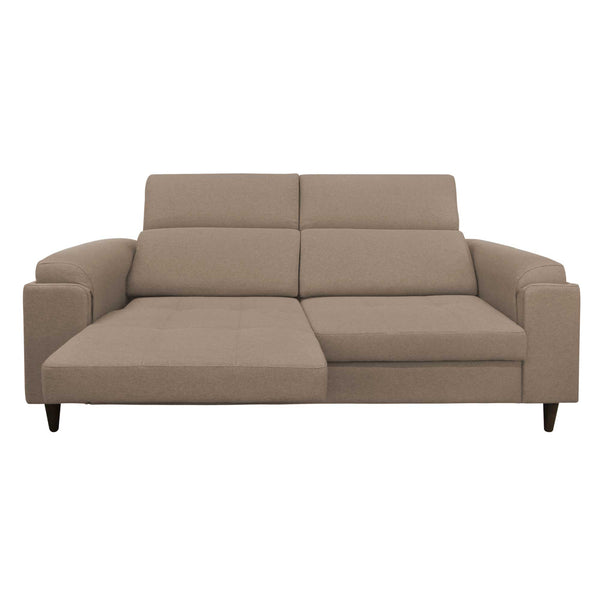 Divano allungabile frontale metà aperto tessuto grigio talpa Derry Baldiflex