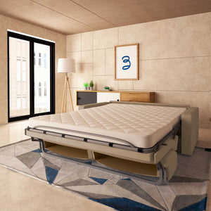 baldiflex divano letto tony in tessuto beige da destra aperto