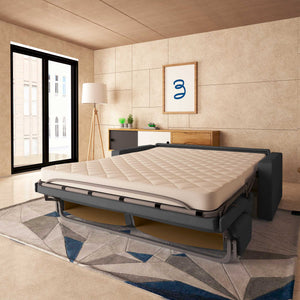 baldiflex divano letto tony in tessuto grigio antracite da destra aperto