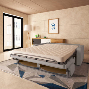 baldiflex divano letto tony in tessuto grigio chiaro da destra aperto