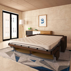 baldiflex divano letto tony in tessuto marrone da destra aperto