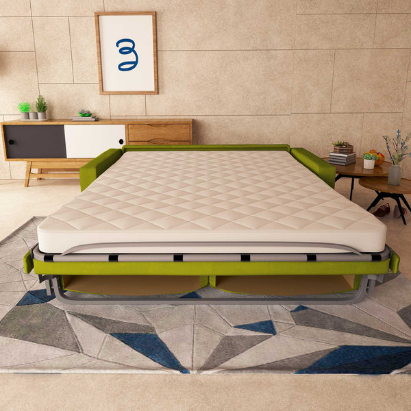 baldiflex divano letto tony in tessuto verde frontale aperto