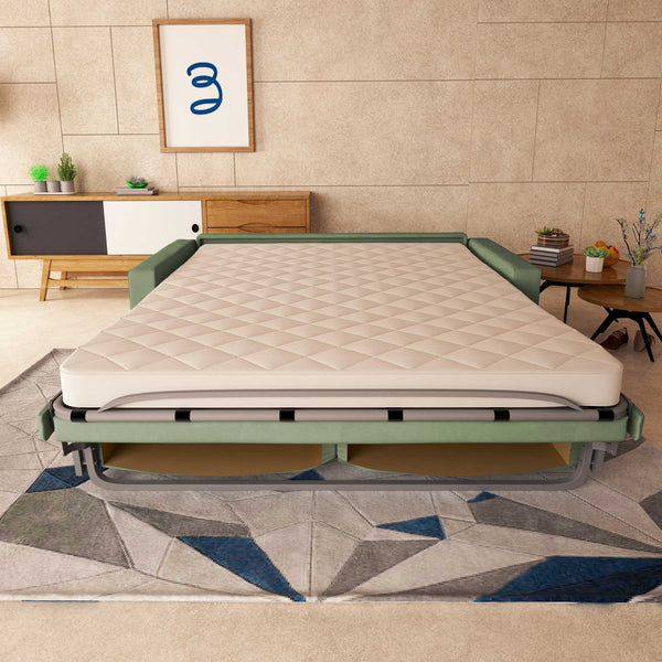 baldiflex divano letto tony in tessuto verde menta frontale aperto