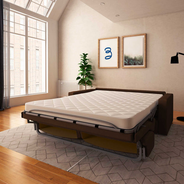 baldiflex divano letto willy tessuto marrone da destra aperto