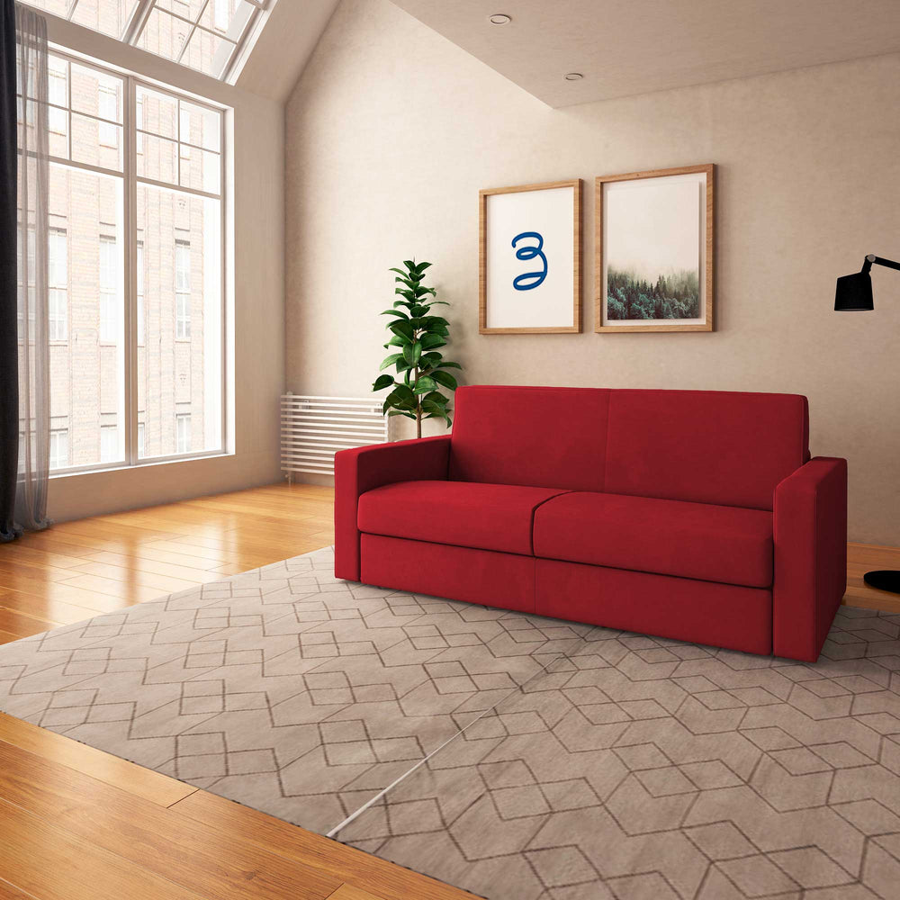 baldiflex divano letto willy tessuto rosso da destra