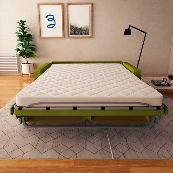baldiflex divano letto willy tessuto verde frontale aperto