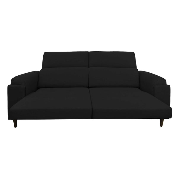 Divano allungabile frontale aperto tessuto nero Derry Baldiflex