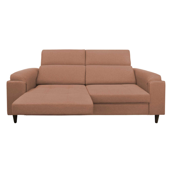 Divano allungabile frontale metà aperto tessuto rosa antico Derry Baldiflex