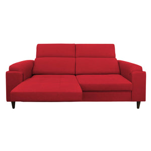 Divano allungabile frontale aperto tessuto rosso Derry Baldiflex