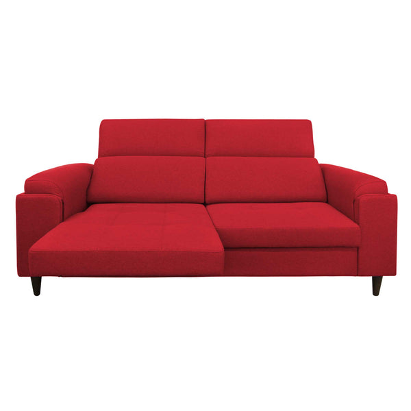Divano allungabile frontale aperto tessuto rosso Derry Baldiflex