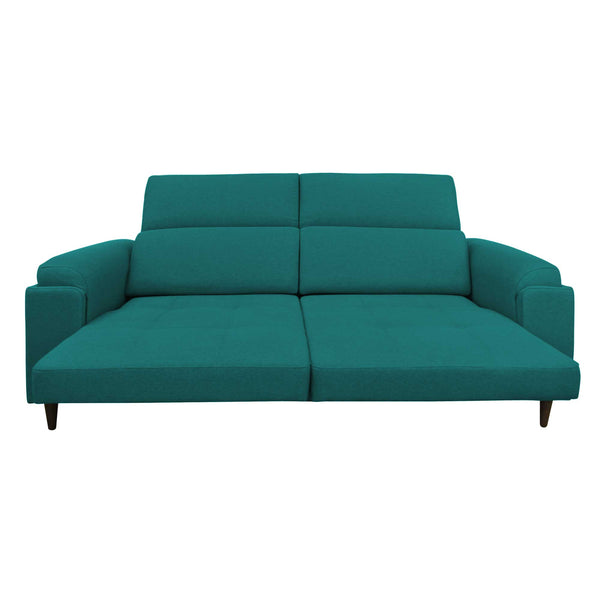 Divano allungabile frontale aperto tessuto turchese Derry Baldiflex