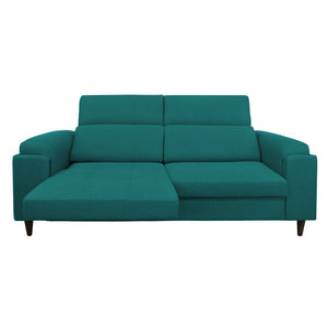 Divano allungabile frontale metà aperto tessuto turchese Derry Baldiflex