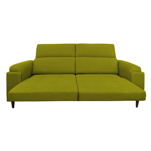 Divano allungabile frontale aperto tessuto verde Derry Baldiflex