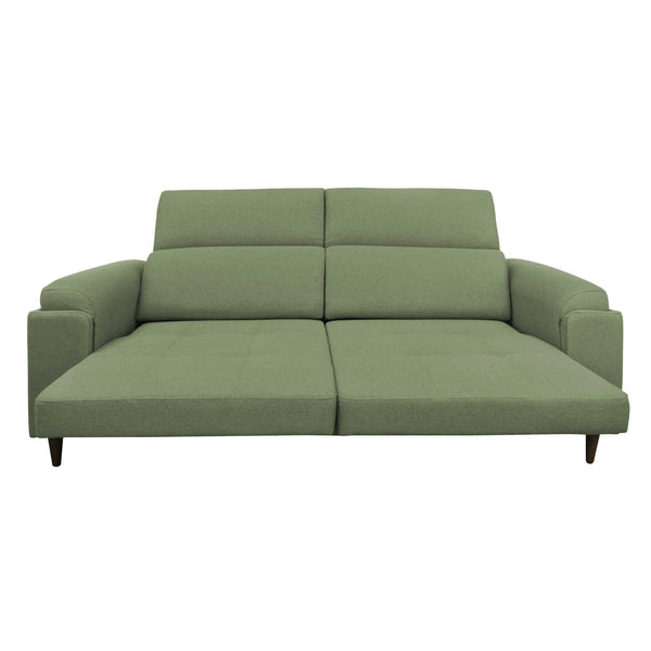 Divano allungabile frontale aperto tessuto verde menta Derry Baldiflex