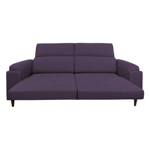 Divano allungabile frontale aperto tessuto viola Derry Baldiflex