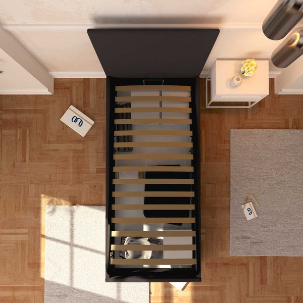 Baldiflex letto contenitore singolo in tessuto sfoderabile Rossano caffè top