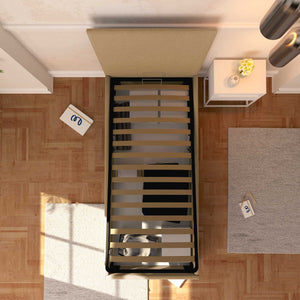 Baldiflex letto contenitore singolo in tessuto sfoderabile Rossano cammello top