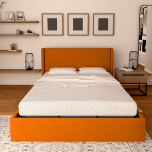 Licia single storage bed in eco-leather with removable cover