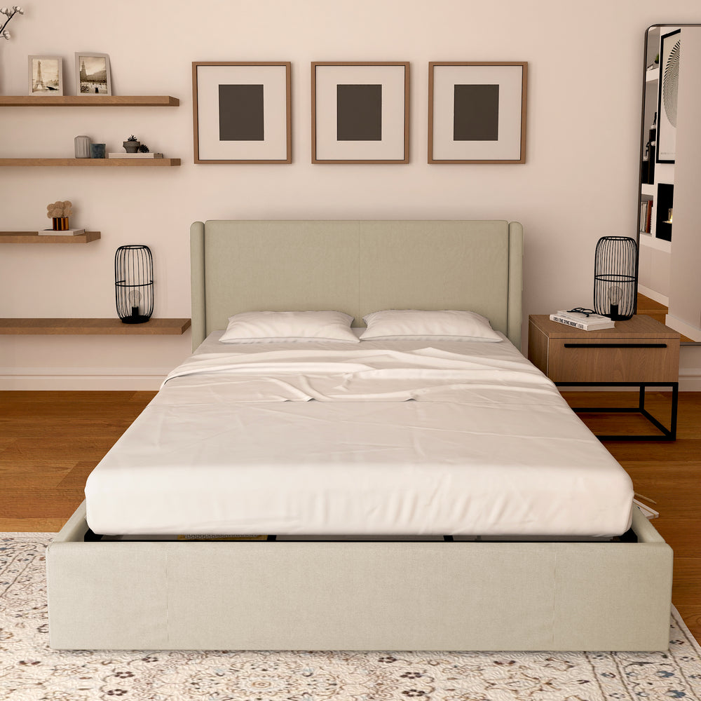 Licia single storage bed in eco-leather with removable cover