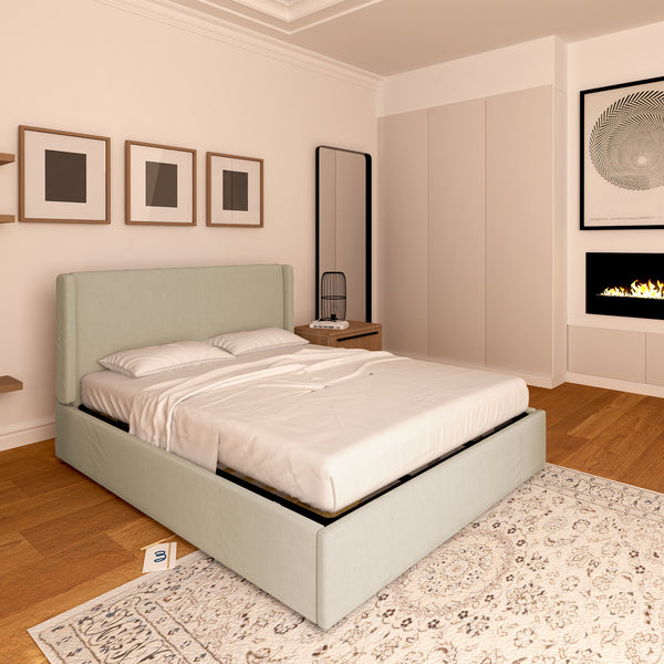 Licia single storage bed in eco-leather with removable cover