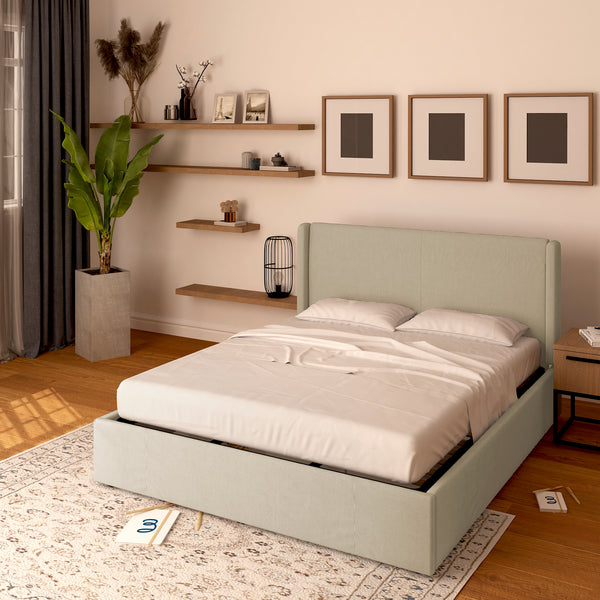Licia single storage bed in eco-leather with removable cover
