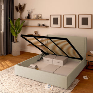 Licia single storage bed in eco-leather with removable cover