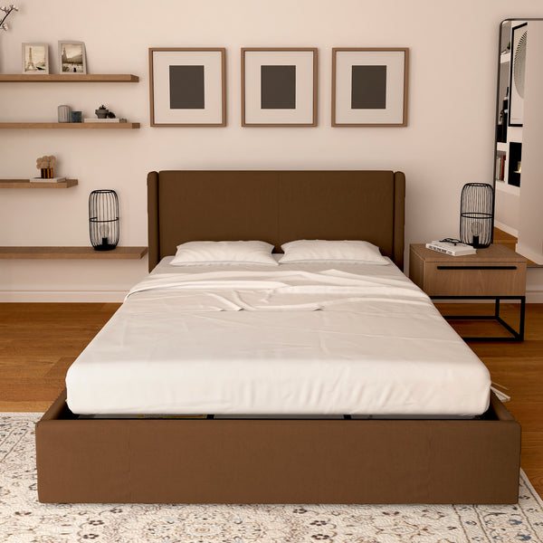 Licia single storage bed in eco-leather with removable cover