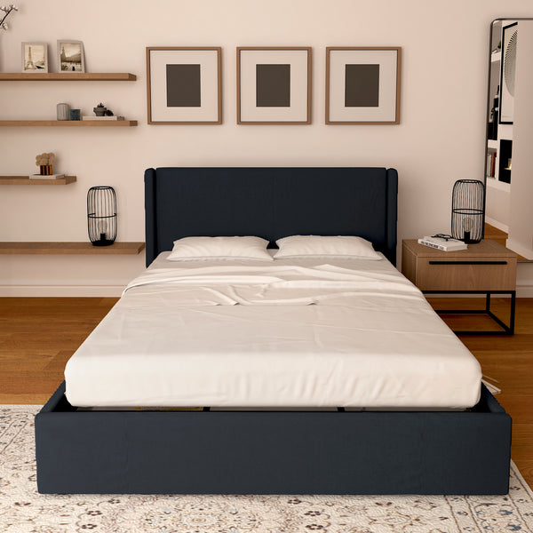 Licia single storage bed in eco-leather with removable cover