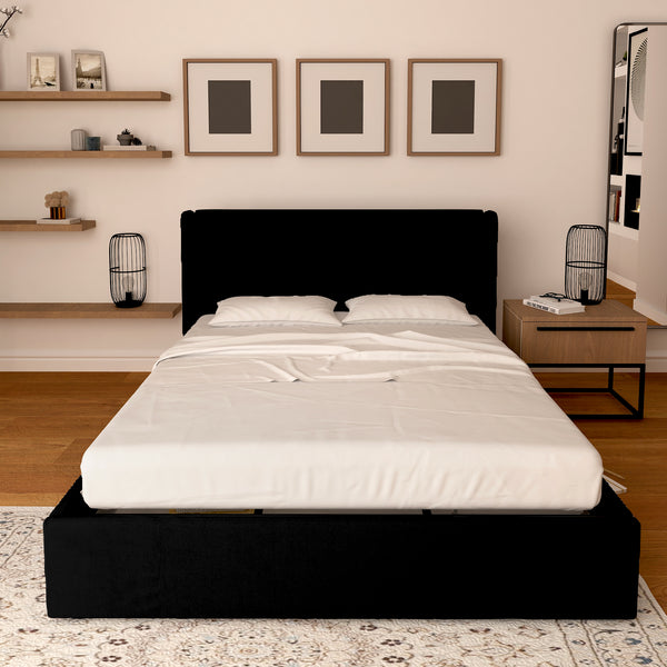 Licia single storage bed in eco-leather with removable cover