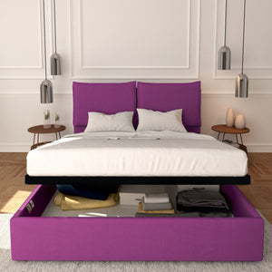 Baldiflex letto contenitore king size in tessuto sfoderabile Licia fucsia