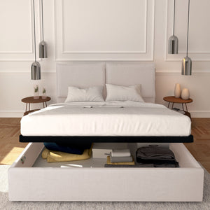 Baldiflex letto contenitore king size in tessuto sfoderabile Licia grigio chiaro