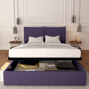 Baldiflex letto contenitore king size in tessuto sfoderabile Licia viola