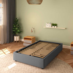 Baldiflex letto contenitore piazza e mezza senza testata in tessuto Cloe grigio antracite da destra