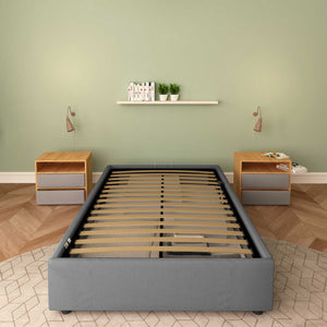 Baldiflex letto contenitore piazza e mezza senza testata in tessuto Cloe grigio antracite fronte