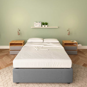 Baldiflex letto contenitore piazza e mezza senza testata in tessuto Cloe grigio antracite fronte con materasso